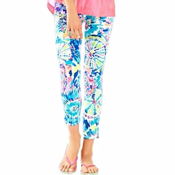 Lilly Pulitzer Luxletic Weekender 21" High Rise Crop Legging in Dive In Sz S - Picture 4 of 11